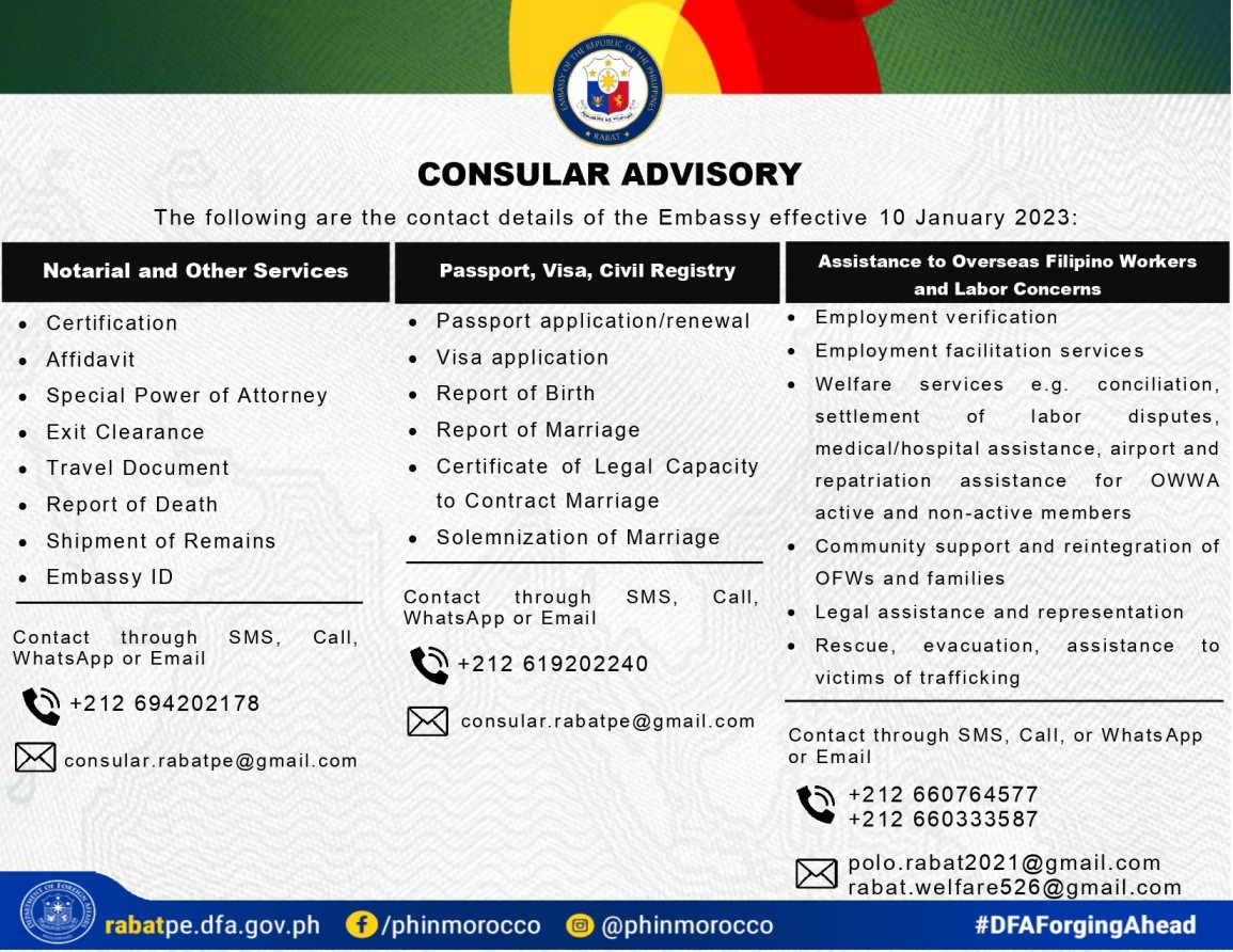 CONSULAR ADVISORY 2023