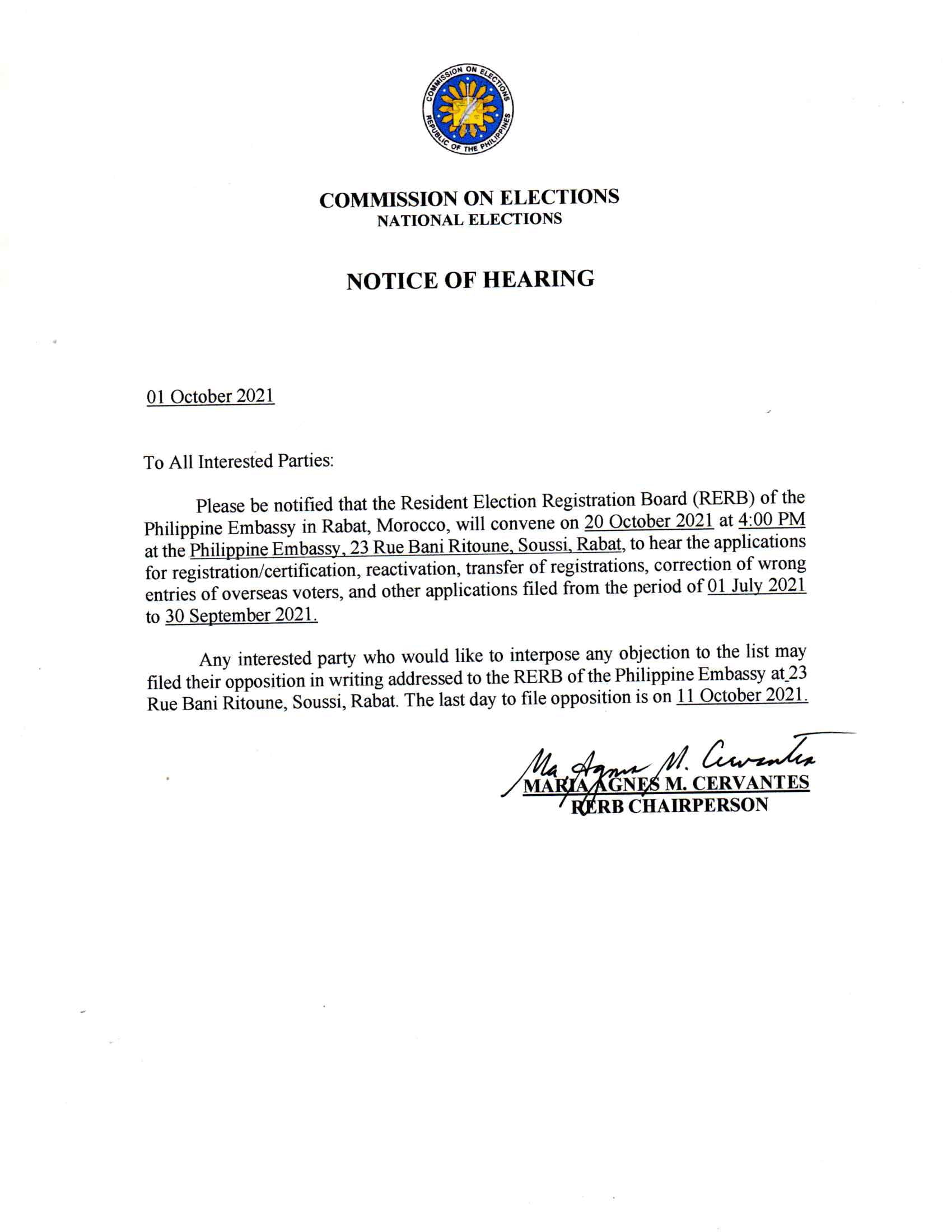 Notice of Hearing 2