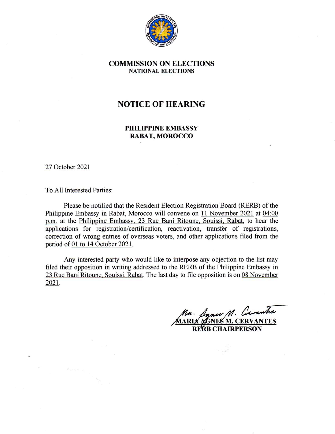 Notice of Hearing 3 page 0001